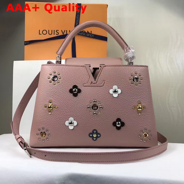 Louis Vuitton Capucines PM in Pink Taurillon Leather with Mechanical Flowers Replica