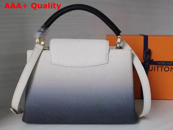 Louis Vuitton Capucines PM in White Taurillon Leather with Blue Gradient Color Effect Replica