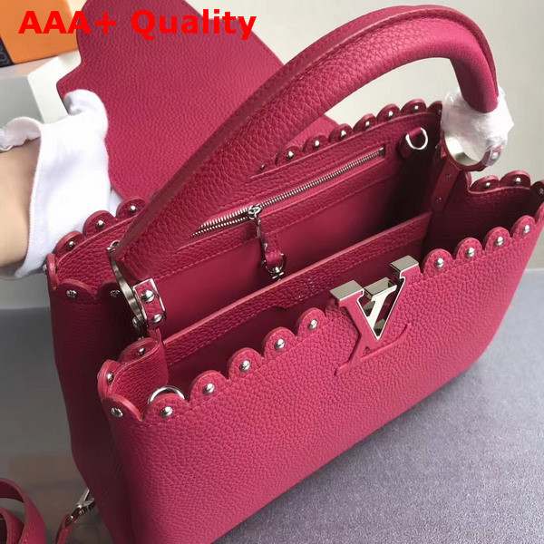 Louis Vuitton Capucines PM with Lace Croquets Groseille Grained Calfskin Replica