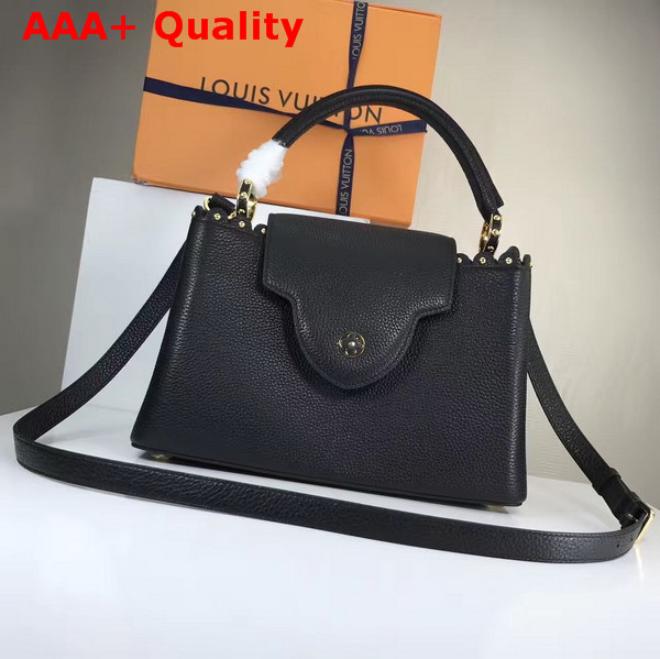 Louis Vuitton Capucines PM with Lace Croquets Technique Black Grained Calfskin M54565 Replica