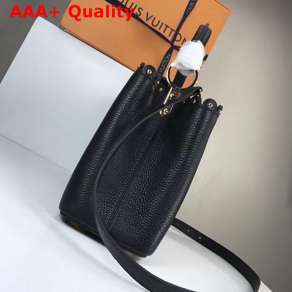 Louis Vuitton Capucines PM with Lace Croquets Technique Black Grained Calfskin M54565 Replica