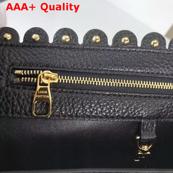 Louis Vuitton Capucines PM with Lace Croquets Technique Black Grained Calfskin M54565 Replica