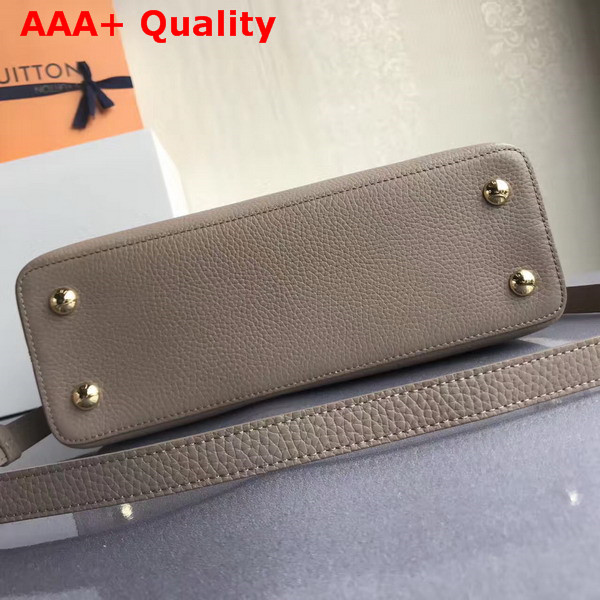 Louis Vuitton Capucines PM with Lace Croquets Technique Light Grey Grained Calfskin Replica
