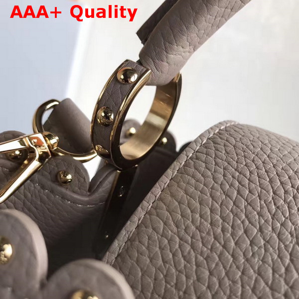 Louis Vuitton Capucines PM with Lace Croquets Technique Light Grey Grained Calfskin Replica
