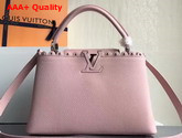 Louis Vuitton Capucines PM with Lace Croquets Technique Light Pink Grained Calfskin Replica