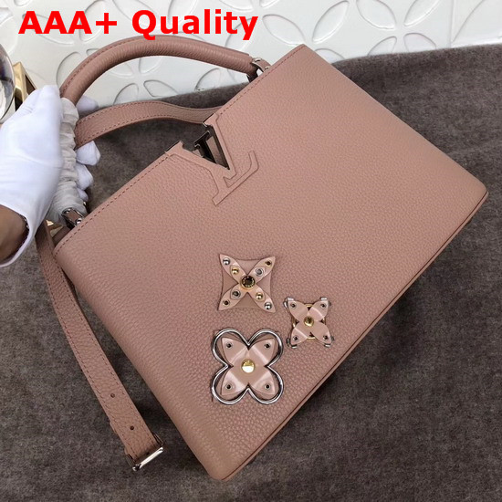 Louis Vuitton Capucines PM with Leather Flowers in Pink Replica