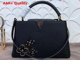 Louis Vuitton Capucines PM with Metallic and Leather Flowers Black Replica