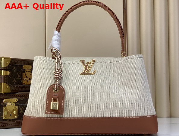 Louis Vuitton Capucines Weekender Tan Canvas and Cowhide Leather M28439 Replica