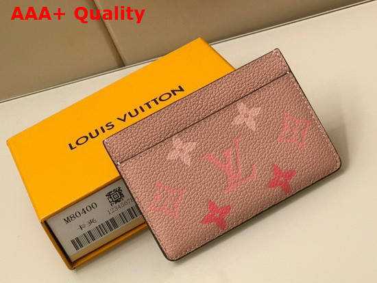 Louis Vuitton Card Holder Bouton de Rose Pink Monogram Empreinte Leather and Features a Subtle Color Gradation on the Embossed Monogram Pattern M80401 Replica