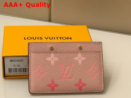 Louis Vuitton Card Holder Bouton de Rose Pink Monogram Empreinte Leather and Features a Subtle Color Gradation on the Embossed Monogram Pattern M80401 Replica