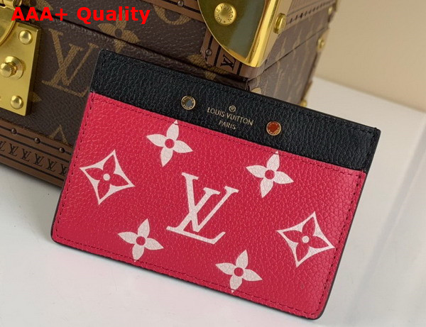 Louis Vuitton Card Holder Combines Three Different Colors of Monogram Empreinte Leather Black White Pink M81282 Replica