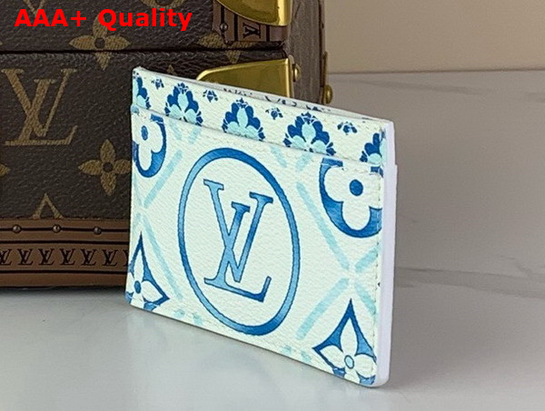 Louis Vuitton Card Holder in Lagoon Blue Monogram Tiles Coated Canvas M83625 Replica