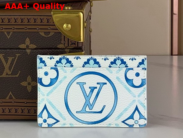 Louis Vuitton Card Holder in Lagoon Blue Monogram Tiles Coated Canvas M83625 Replica