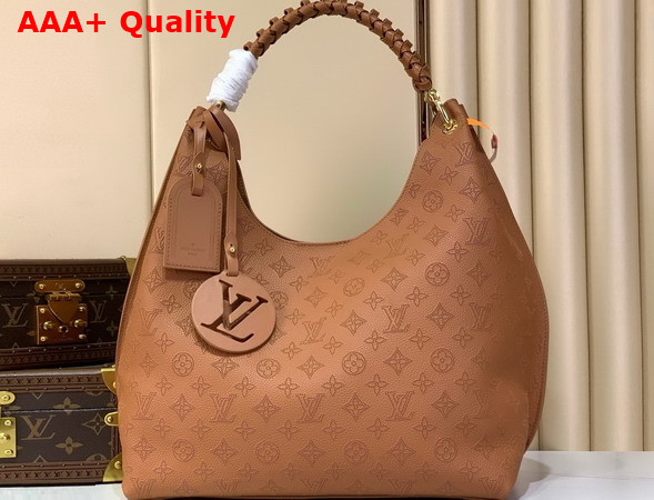 Louis Vuitton Carmel Handbag in Cognac Perforated Mahina Calfskin Leather M27446 Replica