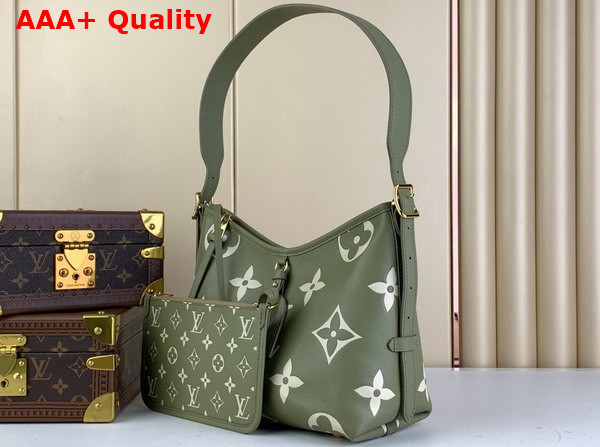 Louis Vuitton Carryall PM Bag Bicolor Monogram Empreinte Leather Light Khaki and Cream M46672 Replica