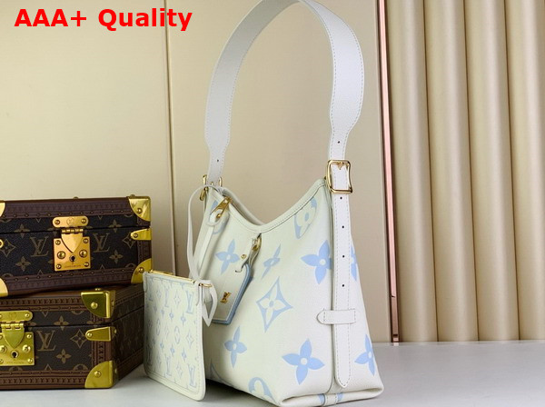 Louis Vuitton Carryall PM Bag Latte Candy Blue Bicolor Monogram Empreinte Leather Replica
