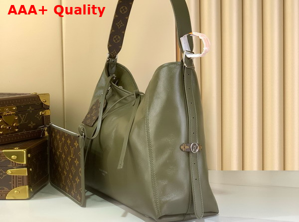Louis Vuitton Carryall Vibe MM Dark Kaki Lamb Leather M14268 Replica