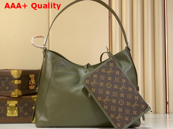 Louis Vuitton Carryall Vibe MM Dark Kaki Lamb Leather M14268 Replica