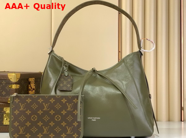 Louis Vuitton Carryall Vibe MM Dark Kaki Lamb Leather M14268 Replica