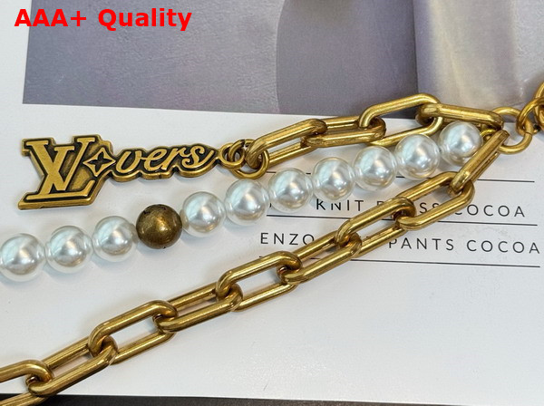Louis Vuitton Chain Belt Pearls Bag Charm Gold M01689 Replica