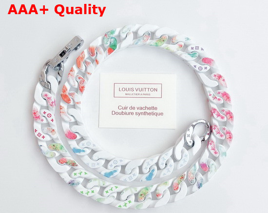 Louis Vuitton Chain Links Necklace Multicolor White and Silver Color Hardware MP2849 Replica
