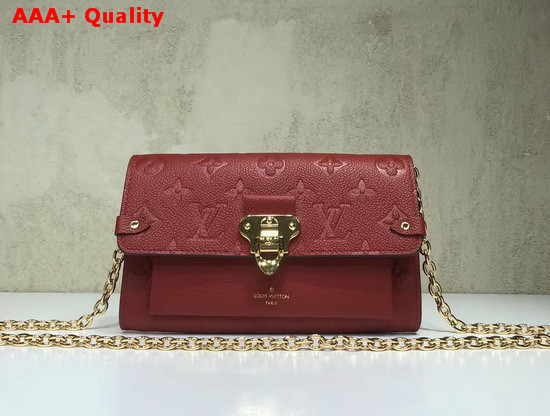 Louis Vuitton Chain Wallet Red Monogram Empreinte Embossed Cowhide Leather Replica