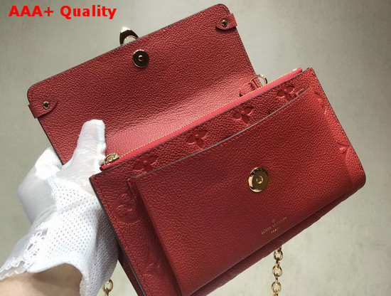 Louis Vuitton Chain Wallet Red Monogram Empreinte Embossed Cowhide Leather Replica