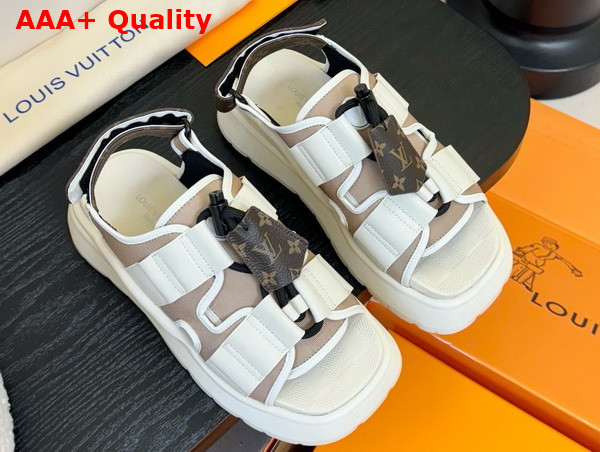 Louis Vuitton Chameleon Platform Comfort Sandal in Beige Fabric Replica