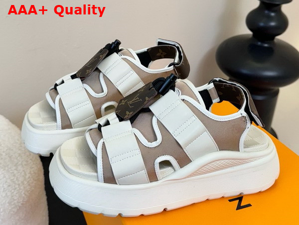 Louis Vuitton Chameleon Platform Comfort Sandal in Beige Fabric Replica