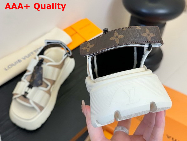 Louis Vuitton Chameleon Platform Comfort Sandal in Beige Fabric Replica