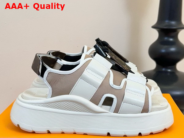 Louis Vuitton Chameleon Platform Comfort Sandal in Beige Fabric Replica