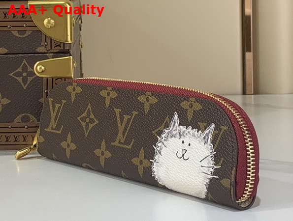 Louis Vuitton Charlotte Pencil Pouch Features a Smiling Cat Burgundy Monogram Coated Canvas GI1396 Replica