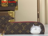 Louis Vuitton Charlotte Pencil Pouch Features a Smiling Cat Burgundy Monogram Coated Canvas GI1396 Replica