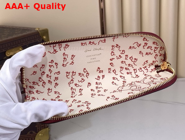 Louis Vuitton Charlotte Pencil Pouch Features a Smiling Cat Burgundy Monogram Coated Canvas GI1396 Replica