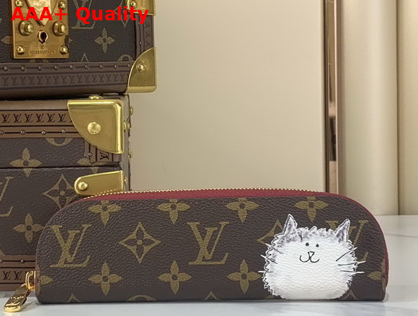 Louis Vuitton Charlotte Pencil Pouch Features a Smiling Cat Burgundy Monogram Coated Canvas GI1396 Replica