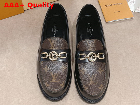 Louis Vuitton Chess Flat Loafer Cacao Brown Glazed Calf Leather and Patent Monogram Canvas 1A9S2N Replica