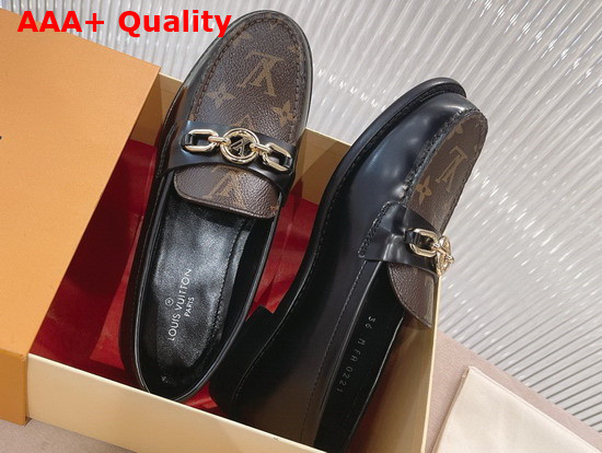 Louis Vuitton Chess Flat Loafer Cacao Brown Glazed Calf Leather and Patent Monogram Canvas 1A9S2N Replica