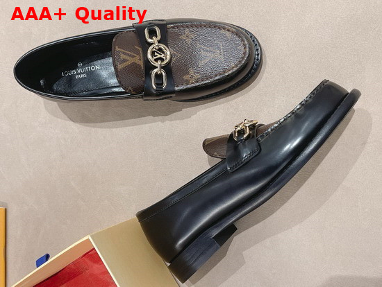 Louis Vuitton Chess Flat Loafer Cacao Brown Glazed Calf Leather and Patent Monogram Canvas 1A9S2N Replica