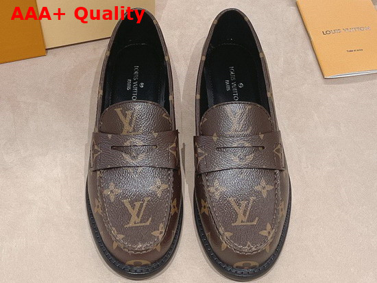 Louis Vuitton Chess Flat Loafer Cacao Brown Patent Monogram Canvas 1A8VL6 Replica