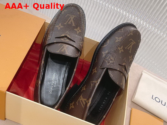 Louis Vuitton Chess Flat Loafer Cacao Brown Patent Monogram Canvas 1A8VL6 Replica