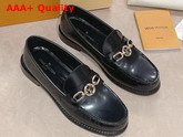 Louis Vuitton Chess Flat Loafer in Black Glazed Calf Leather 1A8VHM Replica