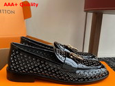 Louis Vuitton Chess Flat Loafer in Black Perforated Patent Calf Leather 1AGXRT Replica