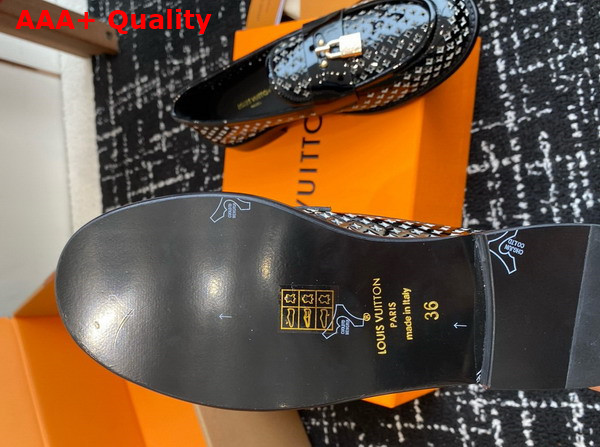 Louis Vuitton Chess Flat Loafer in Black Perforated Patent Calf Leather 1AGXRT Replica