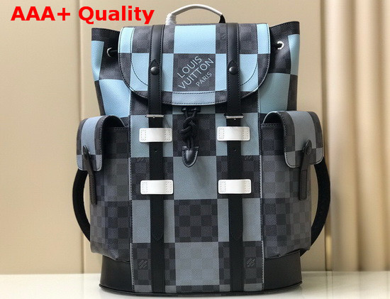 Louis Vuitton Christopher Backpack White Damier Graphite Giant Coated Canvas Black Cowhide Leather Trim N40400 Replica