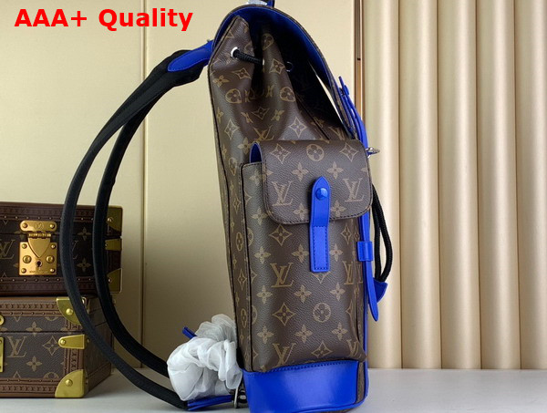 Louis Vuitton Christopher MM Backpack Blue Monogram Macassar Coated Canvas and Cowhide Leather M46813 Replica