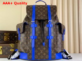 Louis Vuitton Christopher MM Backpack Blue Monogram Macassar Coated Canvas and Cowhide Leather M46813 Replica