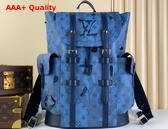 Louis Vuitton Christopher MM Backpack in Abyss Blue Monogram Aquagarden Coated Canvas M22636 Replica