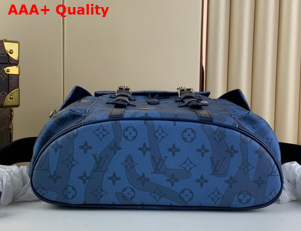 Louis Vuitton Christopher MM Backpack in Abyss Blue Monogram Aquagarden Coated Canvas M22636 Replica