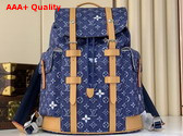 Louis Vuitton Christopher MM Backpack in Blue Monogram Flowers Denim M27554 Replica