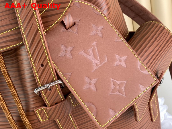 Louis Vuitton Christopher MM Backpack in Cognac Epi XL Grained Leather Replica